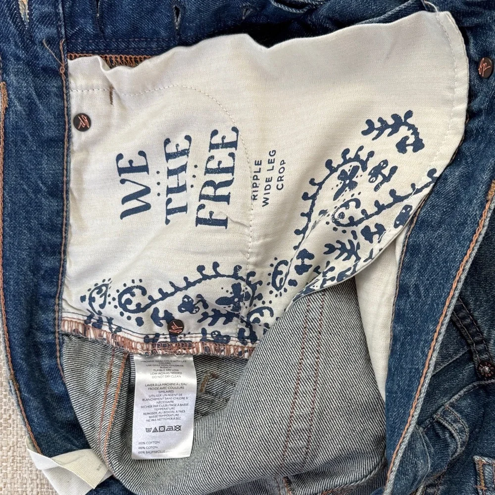 We the Free Ripple Wide Leg Crop Flare Denim Jeans, NWT, Size 27 - Picture 6 of 8
